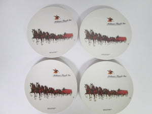 Anheuser-Busch Set of 4 8" Plastic Plates Clydesdale Horses w/ Budweiser Wagon