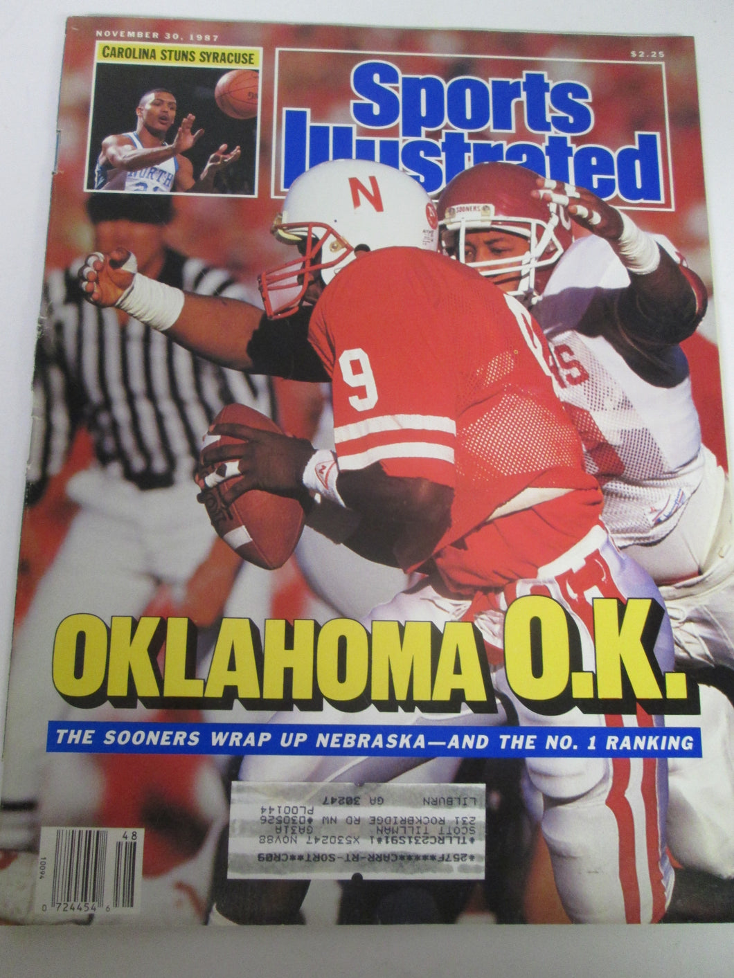 Sports Illustrated Magazine Oklahoma OK Nov 30 1987