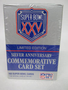Super Bowl XXV Limited Edition Silver Anniversary Commemorative Card Set Sealed 160 Card Set