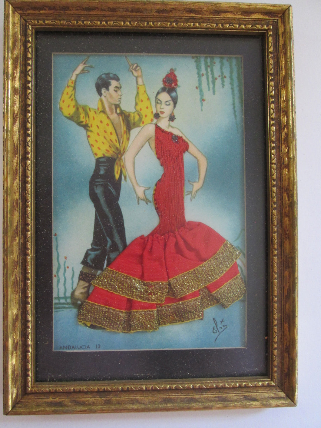 Elon Andalucia 13 Framed & Signed with fabric dress