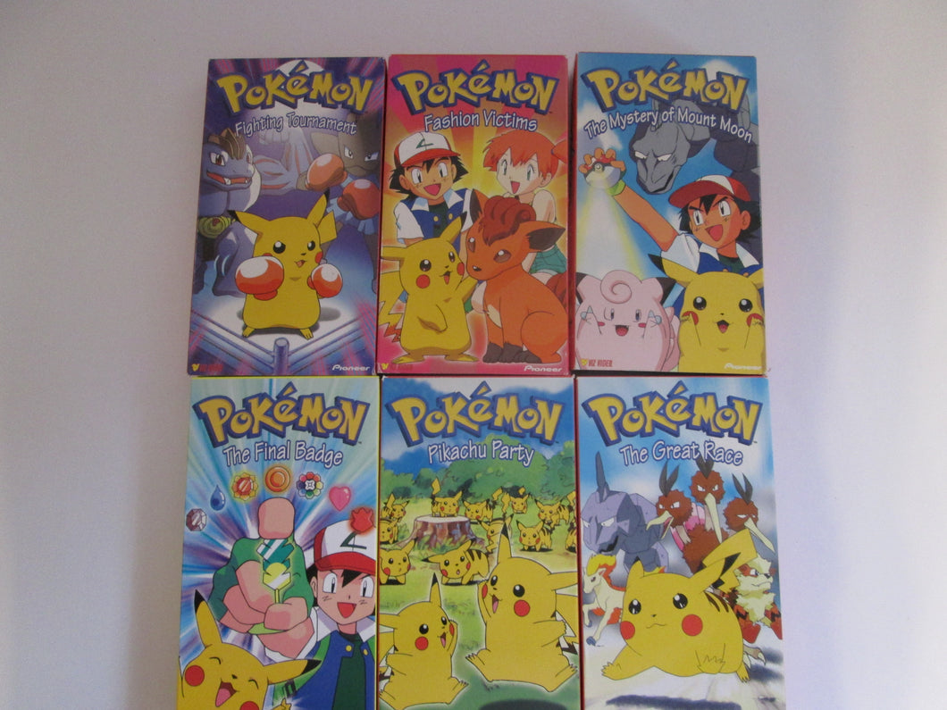 Pokemon Set of 6 VHS Cartoons 1997,1998