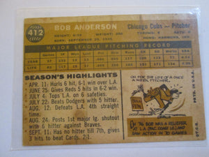 Bob Anderson Chicago Cubs Baseball Card