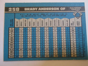 Brady Anderson Bowman #258 Baltimore Orioles Baseball Card 1990