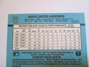Dave Anderson Donruss #475 Los Angeles Dodgers Baseball Card 1987