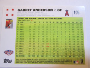 Garret Anderson Topps #105 Angels Baseball Card 2007