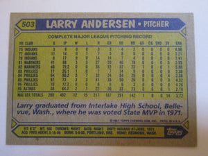 Larry Andersen Topps #503 Houston Astros Baseball Card 1987