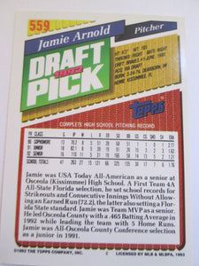 Jamie Arnold Topps #559 Braves 1992 Draft Pick Baseball Card 1993