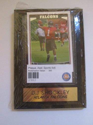 DJ Shockley Topps Atlanta Falcons Football Card Engraved Plaque Sealed