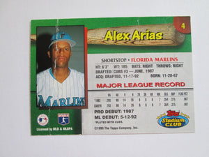 Alex Arias Topps #4 Florida Marlins Baseball Card 1993 – Fun Stuff