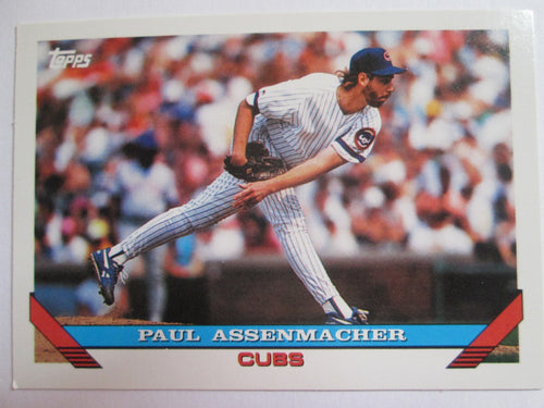 Paul Assenmacher Topps #319 Chicago Cubs Baseball Card 1993