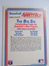 The Big Six 1985 Sportflics Gold Glovers Series 1 Card 179 Holographic Baseball Card 1986