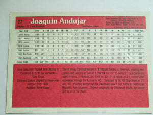 Joaquin Andujar Donruss #27 St Louis Cardinals 5" x 3 1/2" Baseball Card 1983