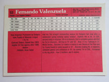 Fernando Valenzuela Donruss #53 Los Angeles Dodgers 5" x 3 1/2" Baseball Card 1983