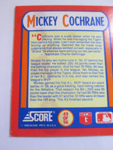 Mickey Cochrane Score #49 1 3/4" by 2 1/4" Holographic Baseball Card 1990