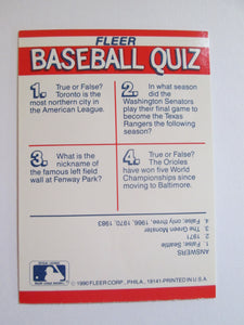 Fleer Action Series Set of 4 Club Stickers - Rangers, Blue Jays, Orioles, Red Sox 1990