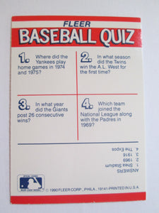 Fleer Action Series Set of 4 Club Stickers - Twins, Yankees, Padres, Giants 1990