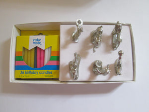 Empire Silver Company Pewter Circus Cake Toppers with candles, never used