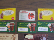 Coca-Cola advertising cards for free product 12 cards total circa 60's/70's