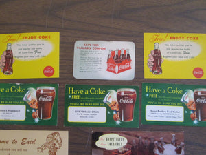 Coca-Cola advertising cards for free product 12 cards total circa 60's/70's