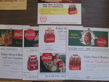 Coca-Cola advertising cards for free product 12 cards total circa 60's/70's