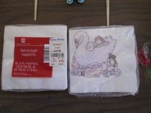 American Greetings beverage napkins from 1980s with Boy & Girl stock toppers and boy buggy
