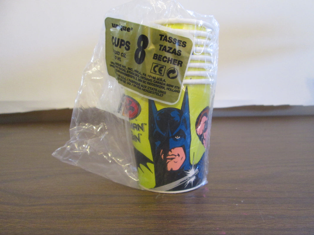 Batman and Robin set of 8 Party Cups 7 Fluid Ounces 1997