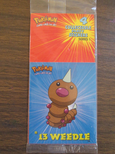Pokemon 4 Collectible Party Stickers Weedle