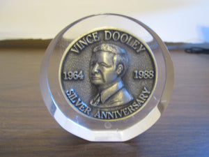 Vince Dooley UGA Silver Anniversary Medallion encased in Plexiglass 1964-1988