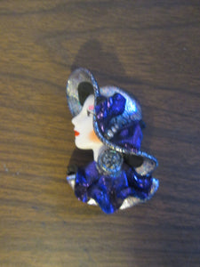 Lady in a Purple Hat Pin