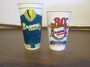 Set of 2 Atlanta Braves cups, 1992 & 1995 used