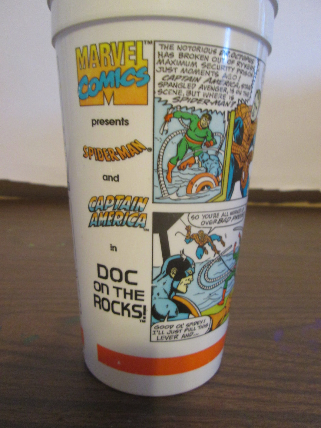 Hardees Marvel Comics presents Spider-Man and Captain America comic cup used 1990