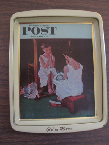 Saturday Evening Post Girl In Mirror Tray