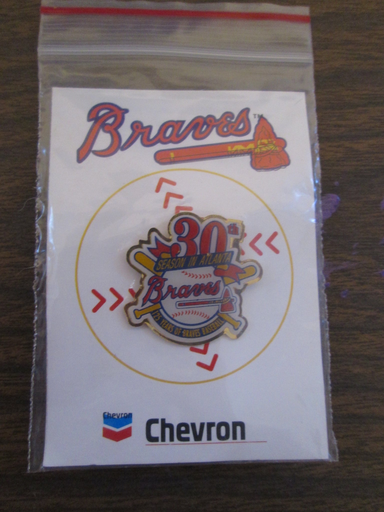 Chevron Atlanta Braves 30th Season in Atlanta Pin – Fun Stuff