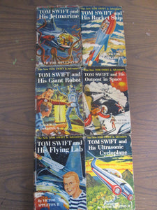 Tom Swift Set By Victor Appleton II Original Blue Cover, all with slip Covers #2,3,4,6,7,10 HB 1954-1957