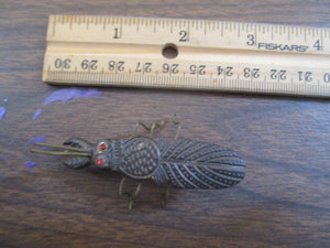 Jeweled Red Eye Bronze Bug Figurine