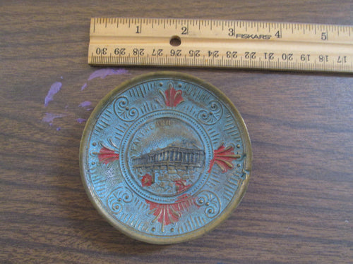 Vintage 1970's Italy Brass Tray Raised Parthenon