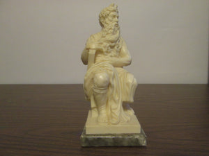 Michelangelo Mose' Figurine, Cream color on Marble Base