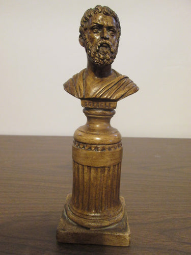 Sophocles Bust on Pedestal, made of wood